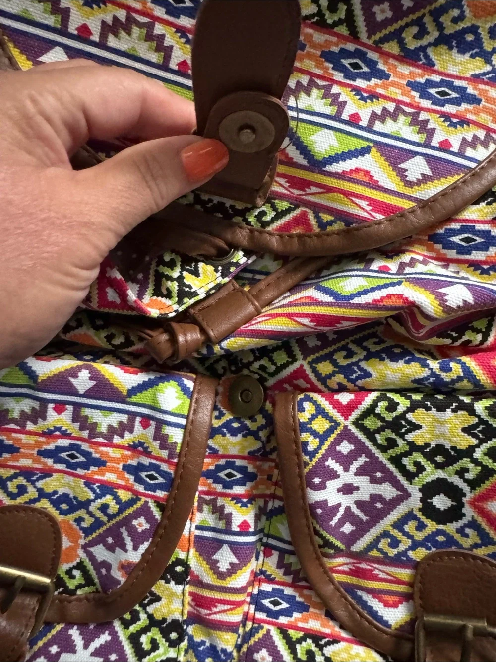 Southwestern Canvas Backpack - Multicolor